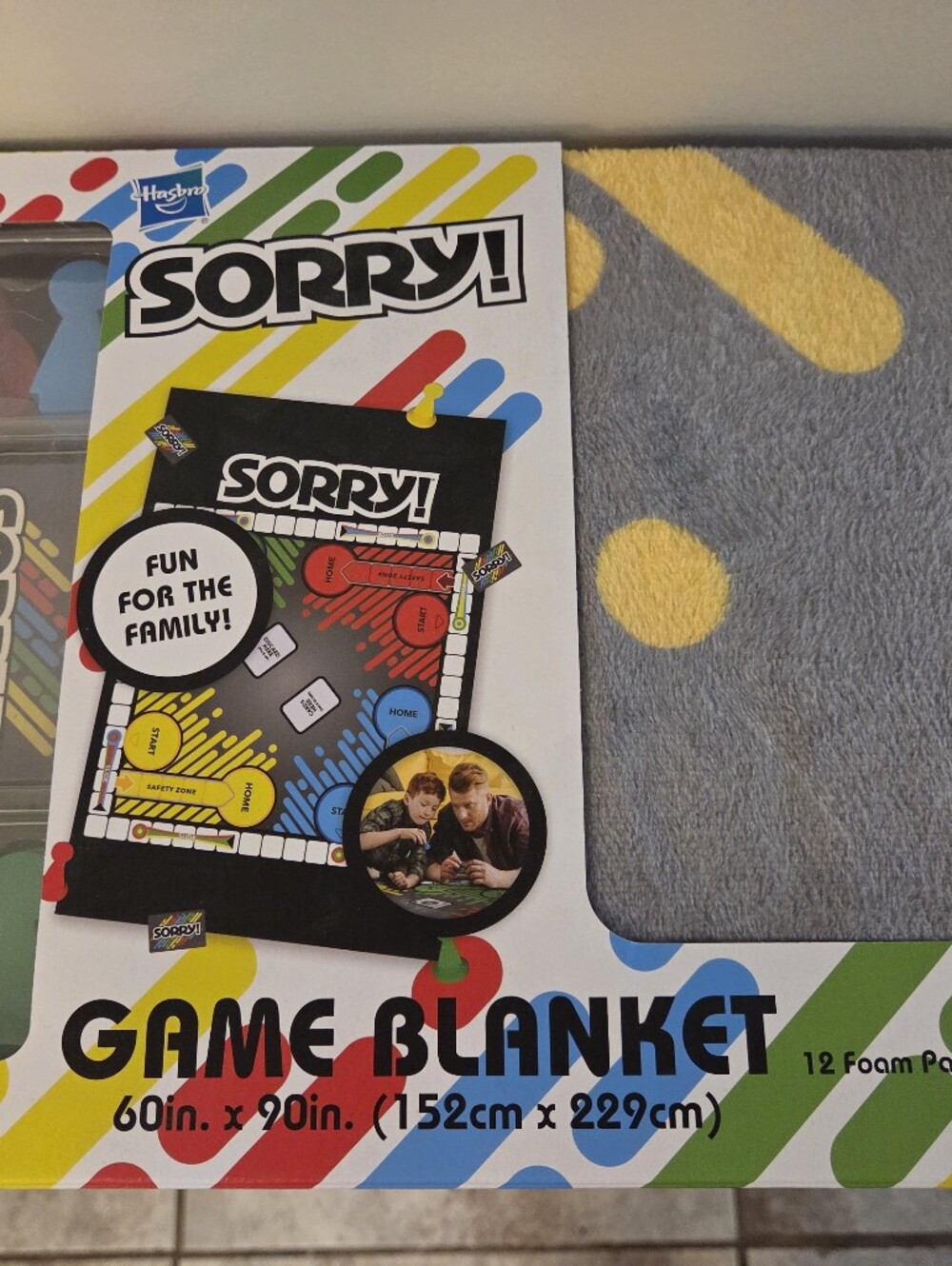 Hasbro Sorry! Game Blanket with Yellow & Gray Accents